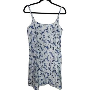 A NEW DAY Women’s Mini Woven Tank Dress Blue Floral Dress Size 10